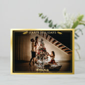 Modern Lijst Prettige feestdagen Foto zwart Gold (Staand Voorkant)