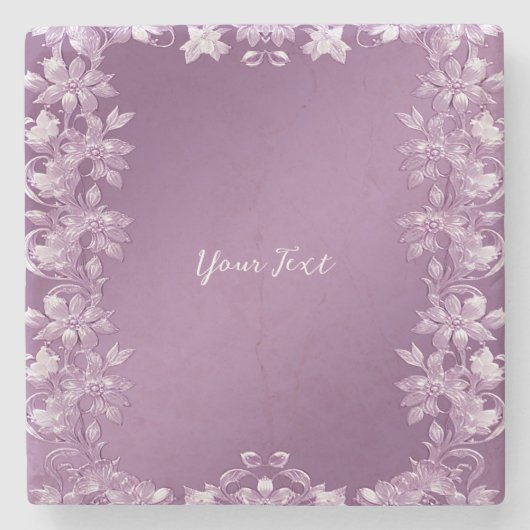 Modern Lila Bloemen Steen Onderzetter (Voorkant)
