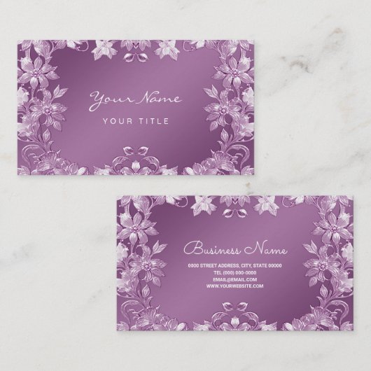 Modern Lila Bloemen Visitekaartje (Voorkant / Achterkant)
