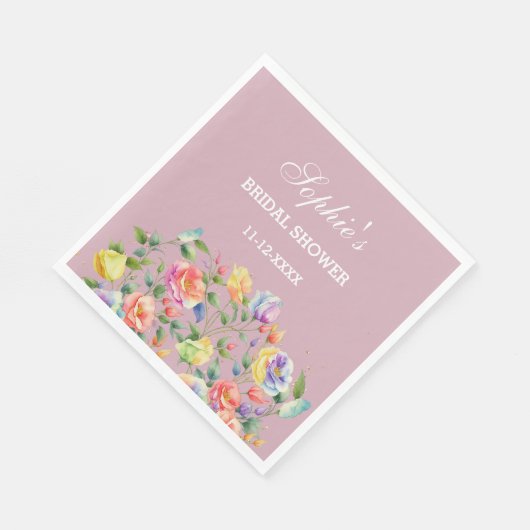 Modern Lila Bright Rozen Floral Vrijgezellenfeest Servet (Hoek)