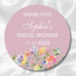 Modern Lila Bright Rozen Vrijgezellenfeest Dank u Ronde Sticker