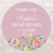 Modern Lila Bright Rozen Vrijgezellenfeest Dank u Ronde Sticker