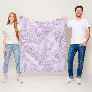 Modern Lila en Zilver Marmer Patroon Fleece Deken