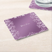 Modern Lila Floral Paper Onderzetter (Schuin)