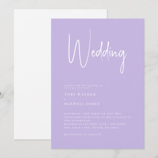 Modern Lila geen huwelijkshuwelijk Kaart (Voorkant / Achterkant)