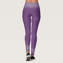 Modern Lila Glitter Sparkles Pregnant Leggings