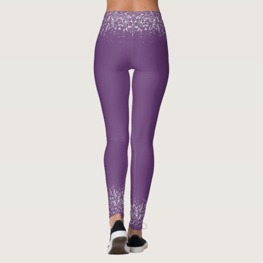 Modern Lila Glitter Sparkles Pregnant Leggings (Achterkant)