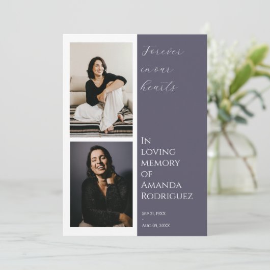 Modern Lila in liefdevolle herinnering begrafenisf Kaart (Staand voorkant)