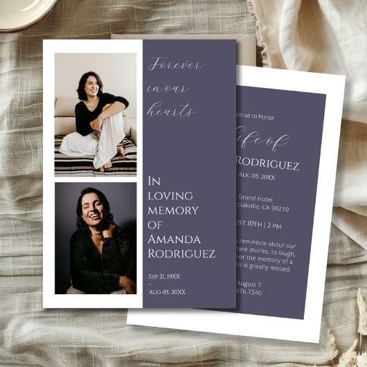 Modern Lila in liefdevolle herinnering begrafenisf Kaart