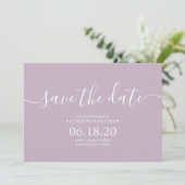 Modern Lila Manuscript Wedding sparen de Kaarten v (Staand voorkant)