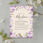 Modern Lila Mauve Florals Baby shower Kaart