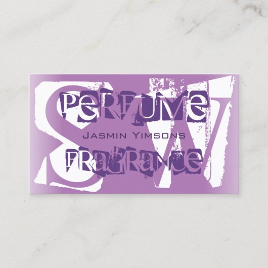 Modern Lila Paars wit met foto en monogram Visitekaartje (Voorkant)