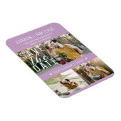 Modern Lila Paarse Save the Date Wedding 3 Foto's Magneet (Rechterzijde)