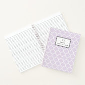 Modern Lila Quatrefoil Pattern Gepersonaliseerd Notitieboek (Binnen)