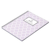 Modern Lila Quatrefoil Pattern Gepersonaliseerd Notitieboek (Linkerzijde)