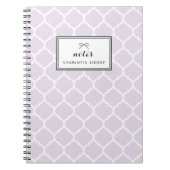 Modern Lila Quatrefoil Pattern Gepersonaliseerd Notitieboek (Voorkant)