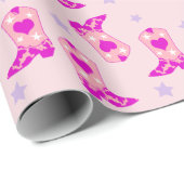 Modern Lila Roze Cowgirl Westerne Boots Stars Cadeaupapier (Rol Hoek)