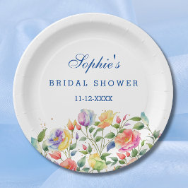 Modern Lila Roze Heldere Rozen Vrijgezellenfeest Papieren Bordje