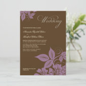 Modern Lilac/Brown Floral Wedding Invitation Kaart (Staand voorkant)