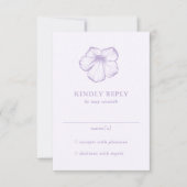 Modern Lilac Floral Elegant Wedding RSVP Kaartje (Voorkant)
