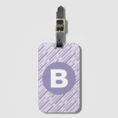Modern Lilac Purple Diagonal Stripes Monogram Bagagelabel (Voorkant (verticaal))