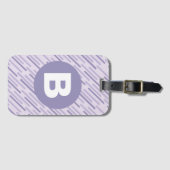 Modern Lilac Purple Diagonal Stripes Monogram Bagagelabel (Voorkant (horizontaal))
