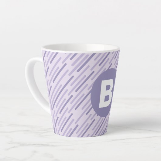 Modern Lilac Purple Diagonal Stripes Monogram Latte Mok (Linkerhoek)