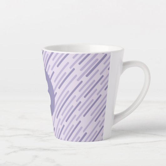 Modern Lilac Purple Diagonal Stripes Monogram Latte Mok (Rechts)