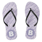 Modern Lilac Purple Diagonal Stripes Monogram Teenslippers (Voetbed)