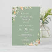 Modern Lily Bloemen Sage Groen Repetitie Diner Kaart (Staand voorkant)