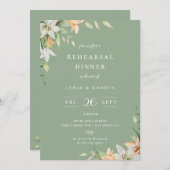 Modern Lily Bloemen Sage Groen Repetitie Diner Kaart (Voorkant / Achterkant)