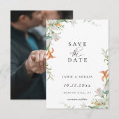 Modern Lily Botanical Floral bewaar de foto op de  Aankondiging (Voorkant / Achterkant)