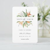 Modern Lily Botanical Floral redt de datum Aankondiging (Staand voorkant)