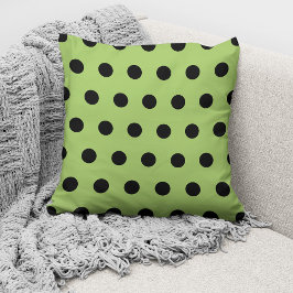 Modern Lime Green Black Polka Dots Pattern Kussen