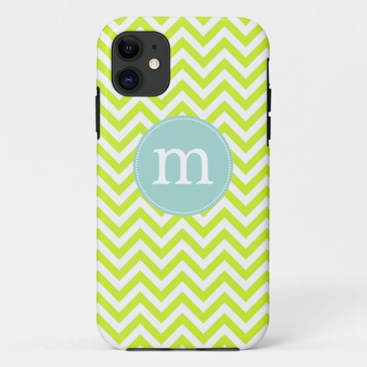 Modern Lime Green Chevron Aangepast Case-Mate iPhone Case (Achterkant)