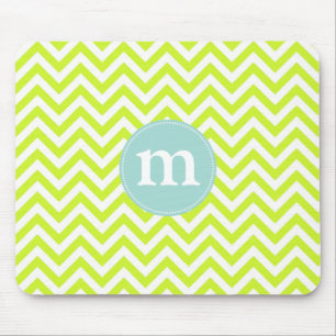 Modern Lime Green Chevron Aangepast Muismat