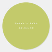 Modern Lime Green Custom Names Wedding Ronde Sticker (Voorkant)