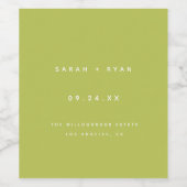 Modern Lime Green Custom Names Wedding Wijn Etiket (Enkel label)