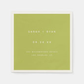 Modern Lime Green Custom Wedding Names Servet (Voorkant)
