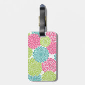 Modern Lime Green en Hot Pink Flowers Bagagelabel (Achterkant verticaal)