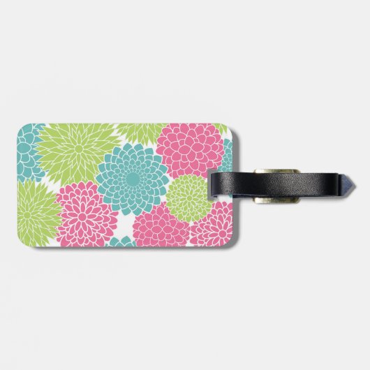 Modern Lime Green en Hot Pink Flowers Bagagelabel (Achterkant horizontaal)