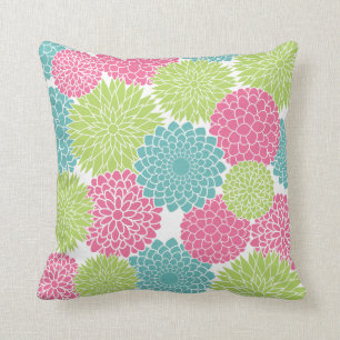 Modern Lime Green en Hot Pink Flowers Kussen