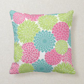 Modern Lime Green en Hot Pink Flowers Kussen