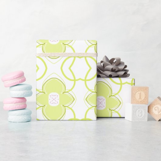Modern Lime Green en White Artsy Cadeaupapier (Baby Shower)