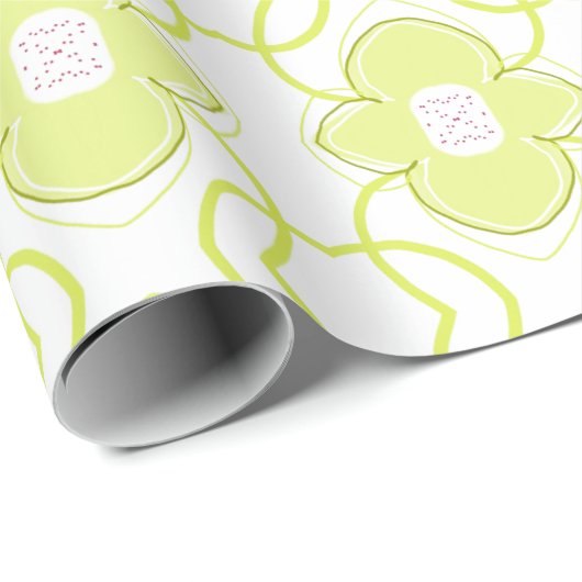 Modern Lime Green en White Artsy Cadeaupapier (Rol Hoek)