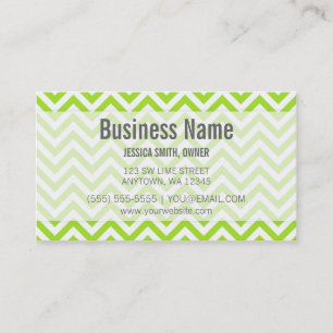 Modern Lime Green en White Chevron Pattern Visitekaartje
