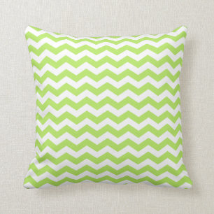 Modern Lime Green en White Chevron Sierkussen
