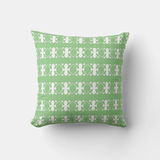 Modern Lime Green en White Diamond Pattern Kussen (Voorkant)