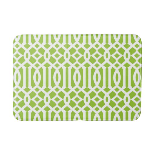Modern Lime Green en White Trellis Pattern Badmat (Voorkant)