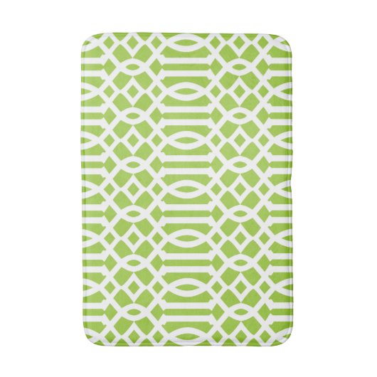 Modern Lime Green en White Trellis Pattern Badmat (Voorkant Verticaal)